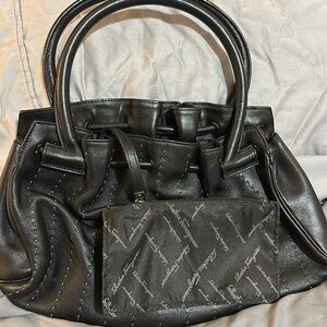 SALVATORE FERRAGAMO Vintage Black Gathered Leather Bag